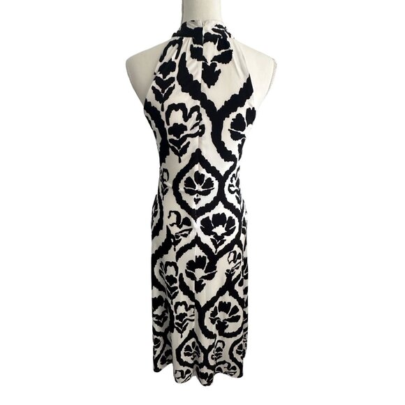 WHITE HOUSE BLACK MARKET WHBM Black White Keyhole Midi Dress Size 0 - Picture 4 of 6
